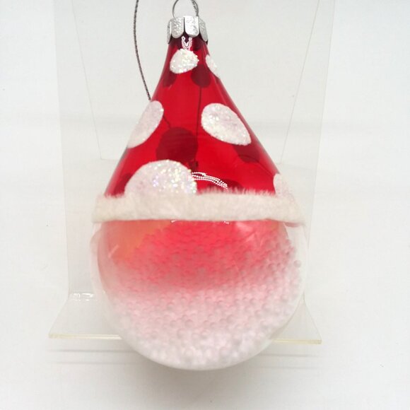 Christmas Ornament Glass Santa VTG Bulb Globe Filled Balls Glitter Holiday Decor - Picture 3 of 4